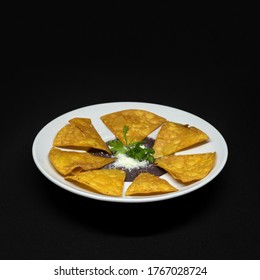 Nachos Dish With Mexican Bean Dip.