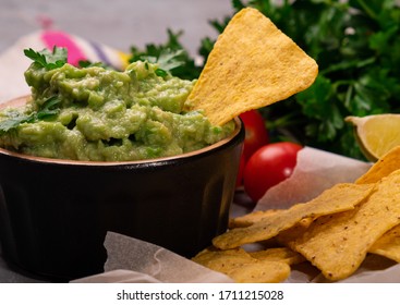 Nachos With Guacamole, Traditional Mexican Cuisine