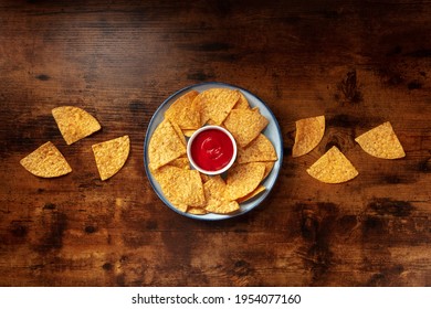 Nachos, Mexican Tortilla Chips, Overhead Flat Lay Shot