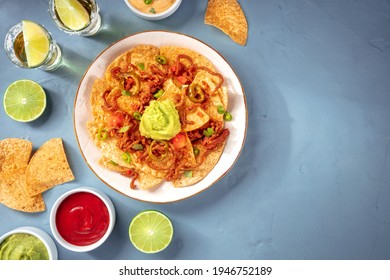 Nachos, Overhead Flat Lay Shot With Copy Space