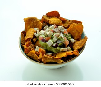 Nachos Of Sweet Potato With Guacamole