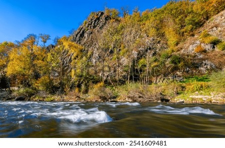 Similar – Image, Stock Photo Floods on the Lenne: protective wall for the city center