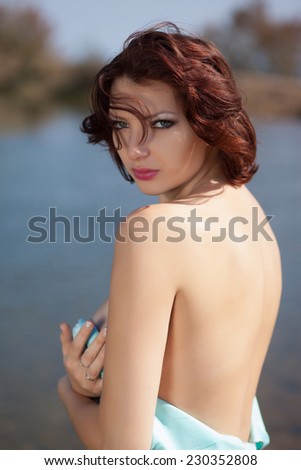 Nacked Girl On Background Lake Nacked Girl On Background Lake