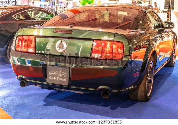 Nadarzyn, Poland, November 16, 2018: Ford Mustang\
Fifth generation at Warsaw Motor Show, produced by American\
multinational automaker Ford Motor\
Company