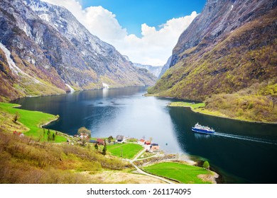 Naeroyfjord - Fjord Landscape In Sogn Og Fjordane Region