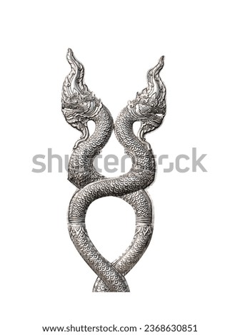 Naga  two silver metal patterns  isolated on white background , clipping path