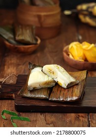 Nagasari  Traditional Wet Cakes Made From Rice Flour, Tapioca Flour, Sugar, Coconut Milk, Filled With Bananas, Can Also Be Added With Jackfruit And Cheese, Wrapped In Banana Leaves And Steamed