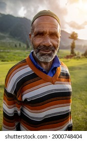 Nagin Valley, Kashmir, India - 1 June 2021 Portrait of local Kashmiri man horseman in Nagin Valley.