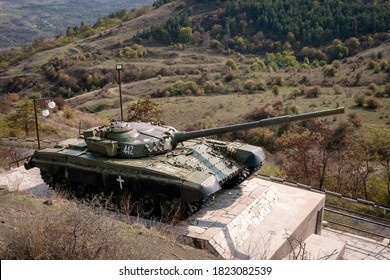 Nagorno-Karabakh, Armenia/Azerbaijan - October 21, 2017: T-72 Tank Memorial Of Karabakh War Outside The Shusha