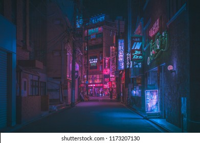 NAGOYA - JUNE 24, 2018: Colorful night street in Japan. Night life at a district full of bars, restaurants and nightclubs near Nagoya station.