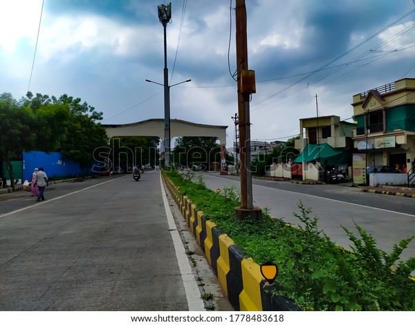 Nagpur, Maharashtra, India - 07/16/2020 : Roads of\
the deserted city due to the effects of the corona virus.  Corona\
is spreading rapidly. This is why only people are going out for\
necessary work.