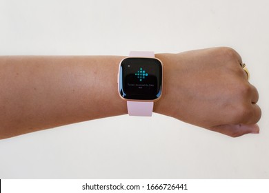 Nagpur, Maharashtra/India - March 08 2020: Fitbit smartwatch background