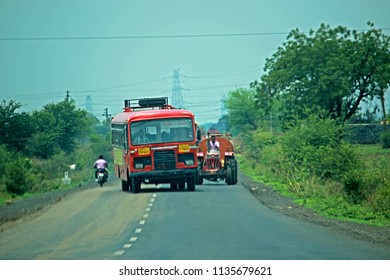 NAGPUR-INDIA-JUNE 18 : The transportation truck on the local road, June 18, 2015 Nagpur India