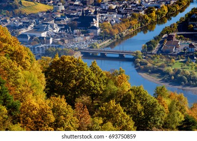 The Nahe flows into the Rhine near Bingen/Germany  - Shutterstock ID 693750859