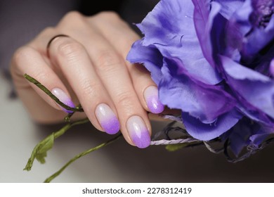 Nail art   design ideas  Artistic manicure and gradient violet glitter nail polish