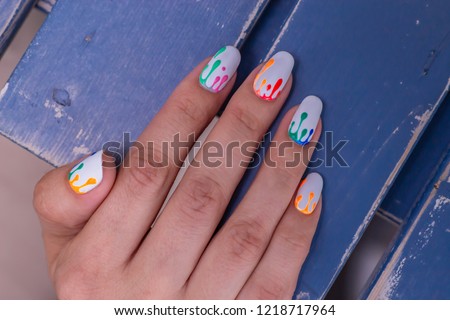 Nail Art Manicure Colorful Polish Nails Stock Photo Edit Now