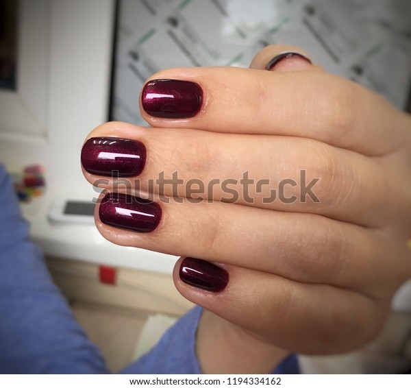 Nail Design By Gel Polish Dark Stock Photo Edit Now 1194334162