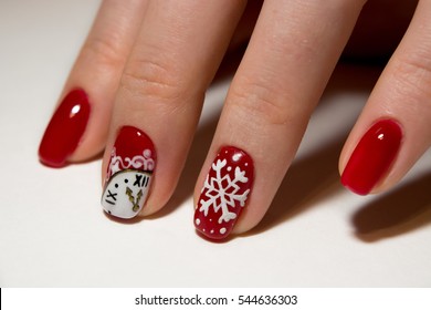 nail design. clock & snowflakes