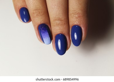Nail design deep blue