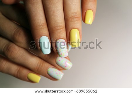 Nail Design Different Color Stock Photo Edit Now 689855062
