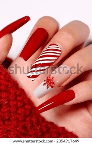 Nail design on shiny and matte nail Polish with smooth curves.Fashionable multicolored manicure