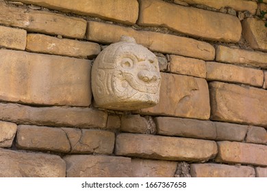 A Nail Head (Cabeza Clava) Or Zoomorphic Face Carved In Stone  From The Pre-incan Culture Chavin In Ancash Region, Peru