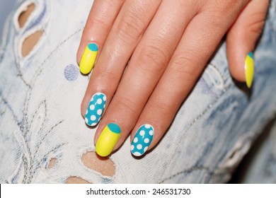 Nail Polish. Art Manicure. Colored Nail Polish. Beauty Hands. Stylish Colorful Nails