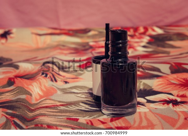 Nail Polish Bottles Tropical Colors Beauty Fashion Stock Image