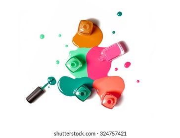 Nail Polish Splatter On White Background