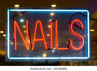 Nail Salon Neon Sign Background