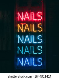 Nail Salon Neon Sign In Manhattan, New York City