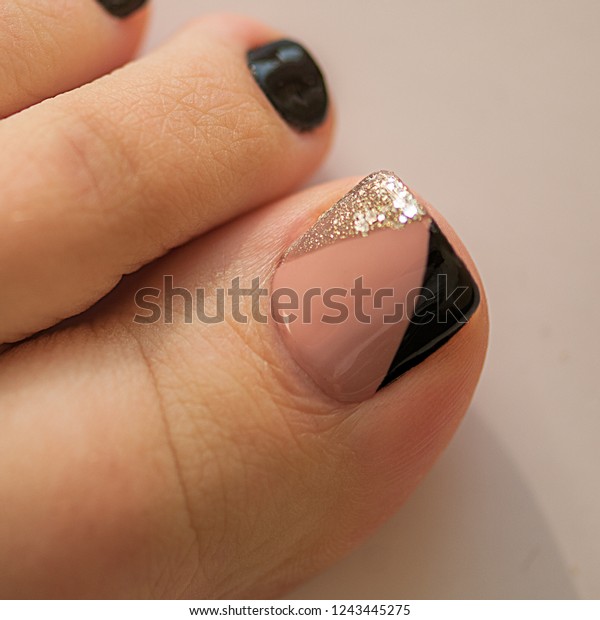 Nails Art Pedicure Design Geometry Camouflage Stock Photo Edit Now