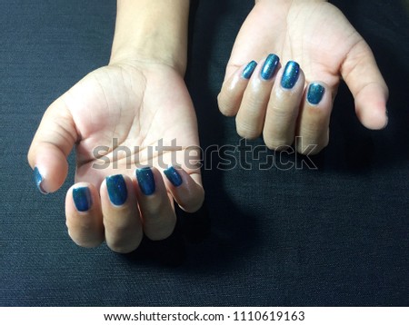 Nails Art Woman Hands Blue Fingernails Stock Photo Edit Now