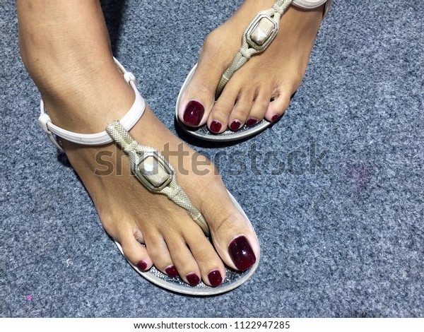 Pedicure Nails Colors nails art pedicure design nails burgundy feet with long manicured nails colored with dark