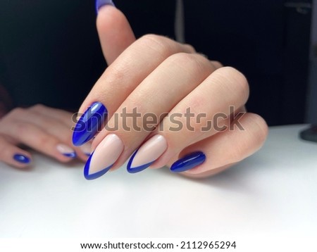 nails blue nail woman beauty salon french finger