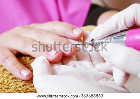 nails treatment closeup in the salon