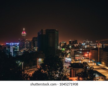 Nairobi / Kenya - 9/02/2018 : Night Cityscape Of Nairobi