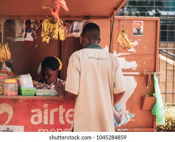 Nairobi / Kenya - 9/02/2018 : Young Gentleman Buying Food In Local Fast Food