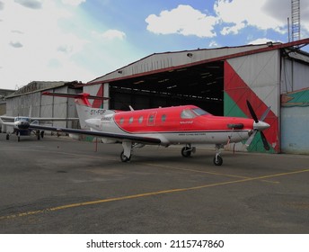 Nairobi, Kenya - November, 2019: Flying Doctors (5Y-FDP) Pilatus PC-12.