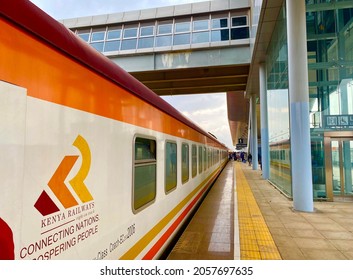 Nairobi, Kenya - October 2021: The Madaraka Express Train In Kenya