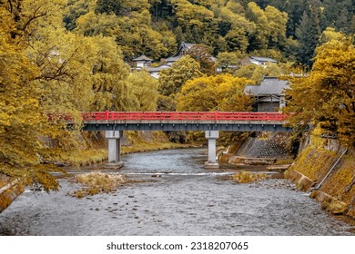 Nakabashi Bridge in Takayama, Hida region, Gifu prefecture, Japan