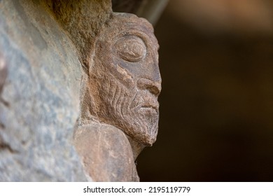 Naked Adam, Romanic Cloister, Royal Monastery Of San Juan De La Peña, Botaya, Huesca, Aragon, Spain