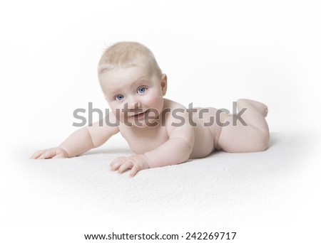 Naked Baby Lying On His Stomach Stock Photo Edit Now Shutterstock