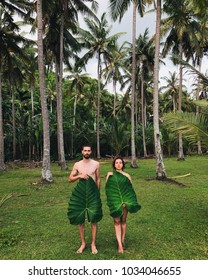 Naked Couple Jungle Covered By Leaves Shutterstock