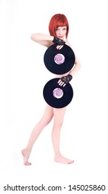 Naked Disco Girl Hid Behind Vinyl Stock Photo Shutterstock