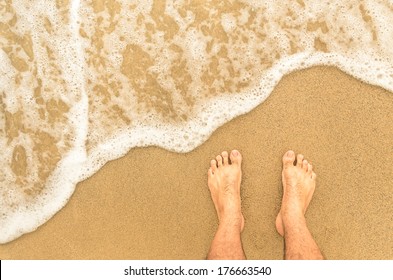 Naked feet at the Beach - Barefeet nature Background