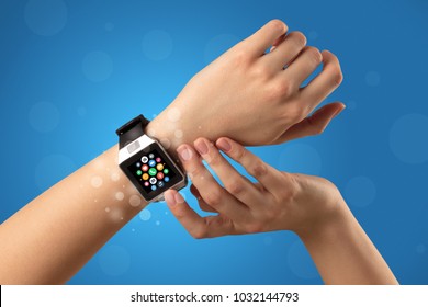 Naked Female Hand Smartwatch Application Icons Stock Photo Shutterstock