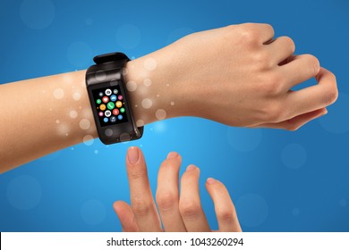 Naked Female Hand Smartwatch Application Icons Stock Photo Shutterstock