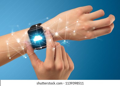 Naked Female Hand Smartwatch Cloud Technology Stock Photo 1053673781 Shutterstock