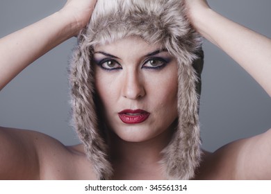 Nude Woman Typical Russian Fur Hat Stock Photo Edit Now